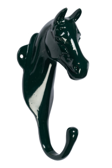 Hliníkový věšák na uzdečky HKM Horsehead, tmavě zelená