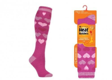 Dámské termo podkolenky Heat Holders Lite Medium - středně teplé, růžová se srdíčky