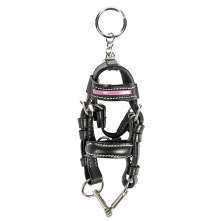 Přívesek na klíče Mini Bridle HKM, black/pink
