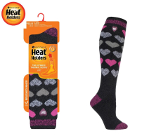 Dámské termo podkolenky Heat Holders Lite Medium - středně teplé, černá se srdíčky