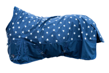 Nepromokavá deka s vyšším krkem HKM Norwich - 100g, tmavě modrá s hvězdičkami