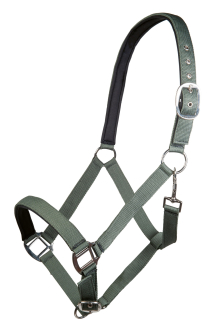 Měkce podložená ohlávka HKM Charming, kouřově zelená