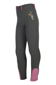 Dětské jezdecké legíny HKM Pony Dream II se silikonovým sedem, tmavě zelená