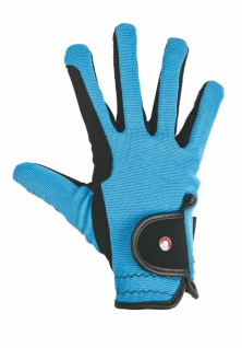 Jezdecké rukavice HKM Professional, černá/světle modrá