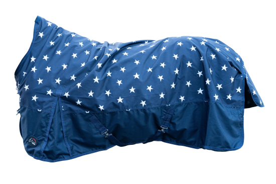 Nepromokavá deka s vyšším krkem HKM Norwich - 300g, tmavě modrá s hvězdičkami