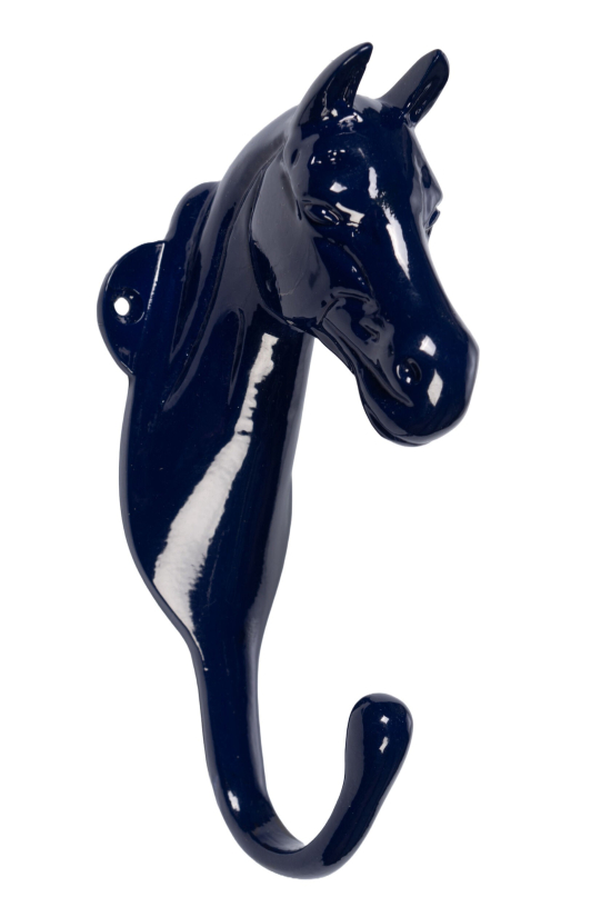 Hliníkový věšák na uzdečky HKM Horsehead, tmavě modrá