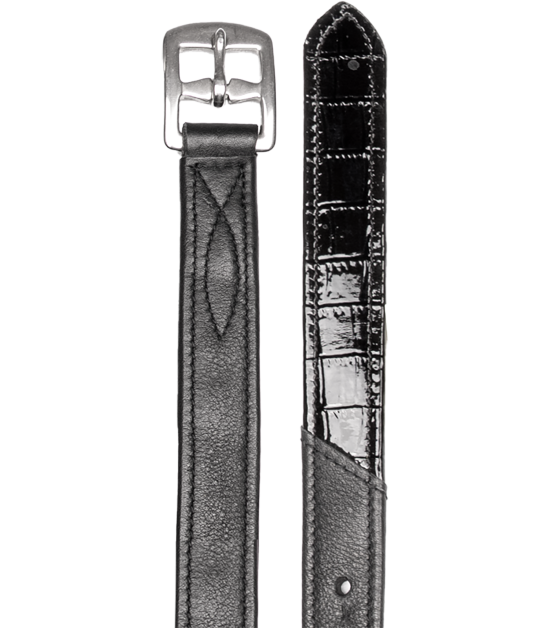 Třmenové řemeny Waldhausen X-Line s imitací krokodýlí kůže - černé