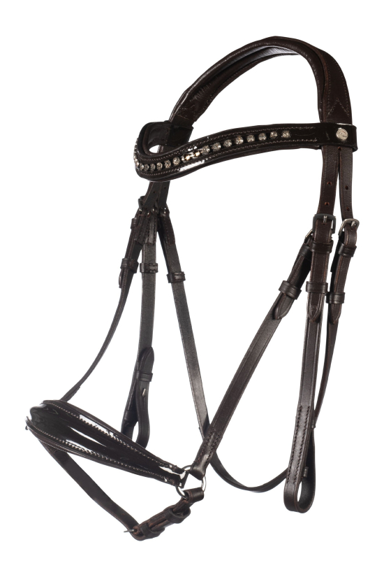 Uzdečka HKM Carolin - s hannoverským nánosníkem, hnědá