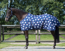 Stájová deka QHP s hvězdami - 300g, modrá